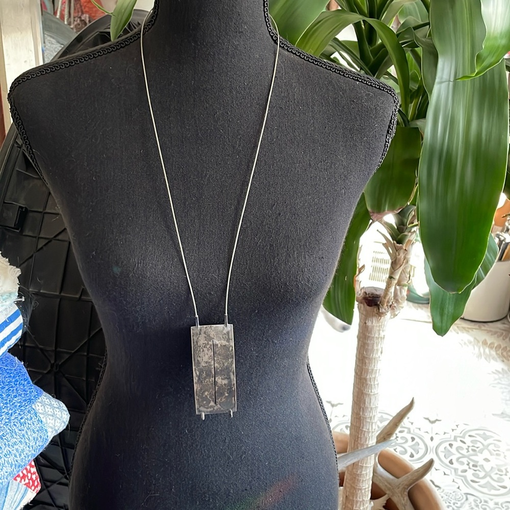 Baharal Gnida Sterling Silver 925 Modernist Buttonline Pendant Necklace …